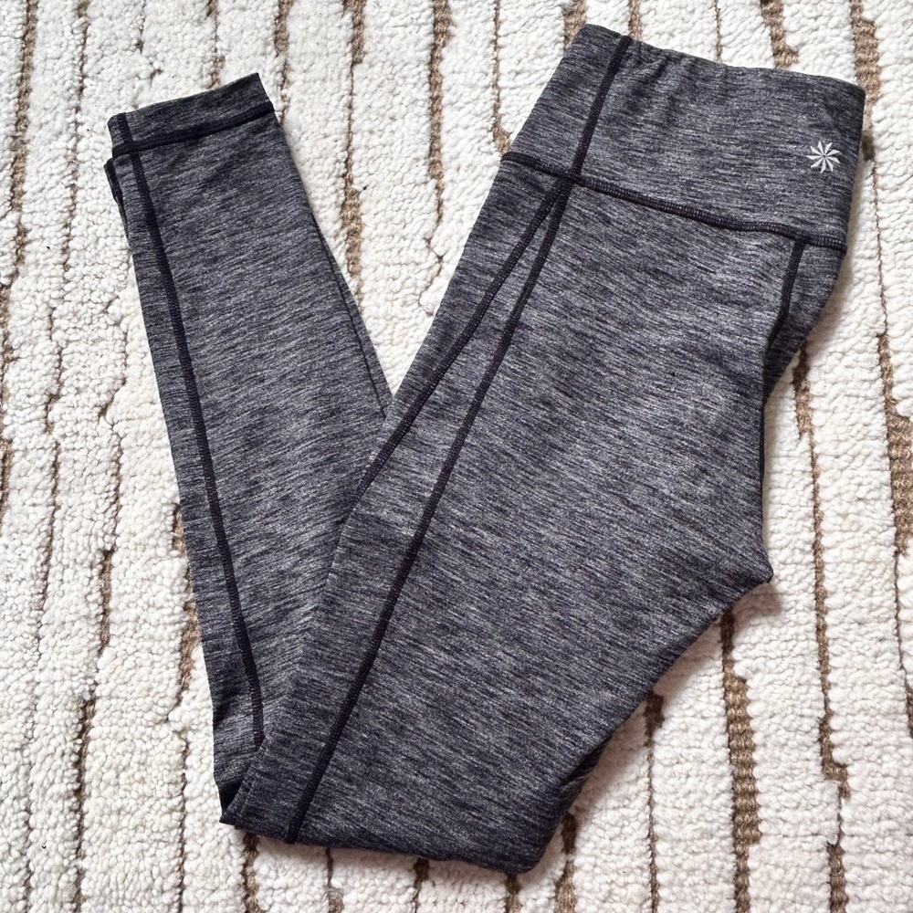 Athleta Heathered Gray High Rise Leggings Size S Athletic Workout Pants Pocket